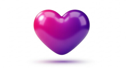 A glossy 3d heart with a gradient of pink and purple, symbolizing love, affection, and romance, perfect for valentines day