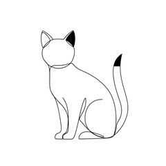 A sleek cat is depicted in a continuous line drawing, exuding elegance and simplicity, isolated on white background the minimalist design captures the essence of feline grace and charm
