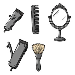 Barber Tools and Mirror Collection.