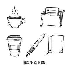 Business Icons Collection Hand Drawn Style.