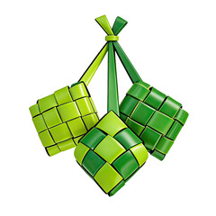 Green Ketupat Rice Dumpling Ornament, Generative AI