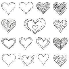 Collection of Hand Drawn Heart Illustrations.