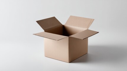 Open cardboard box white background modern advertising product photography design concept packaging elegant minimal clean aesthetic professional delivery structure simplicity