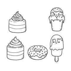 Cute Hand Drawn Desserts Collection.