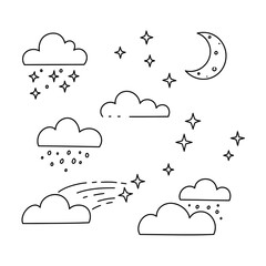 Cute Hand Drawn Weather Icons Set.