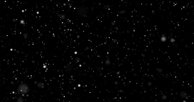 abstract snow dust particles movement on dark back background