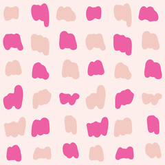Hand painted square marks pattern giving a funky jungle vibe in colors of pink and cream on off white background. Tropical abstract seamless vector pattern. Great for home decor, fabric, wallpaper,etc