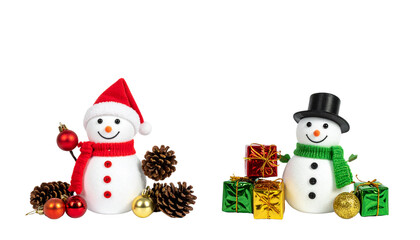 Snowman and Christmas Decor Duo, isolated on transparent background PNG