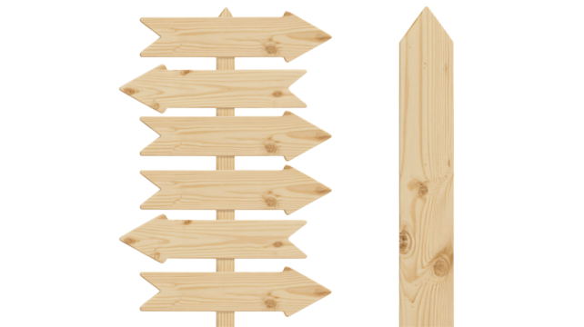 Rustic wooden signposts point the way, perfect for outdoor adventure