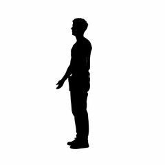Silhouette of a rehab worker demonstrating correct movement technique isolated on white background