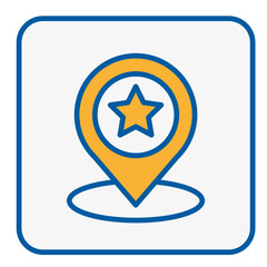 Flat map pin with a star inside