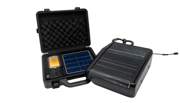  Dual Mode Solar Briefcase Charger isolated on transparent background - Powered by Adobe