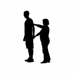 Silhouette of therapist assisting patient with muscle recovery exercises isolated on white background