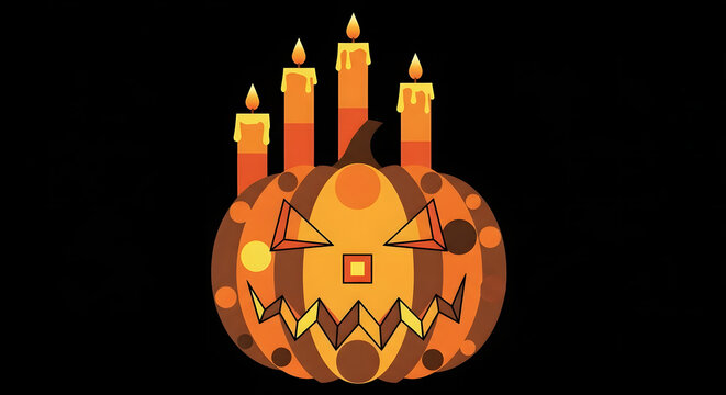seni vektor geometris abstrak dari labu Halloween