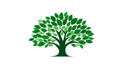 Stylized green tree with round canopy on white background