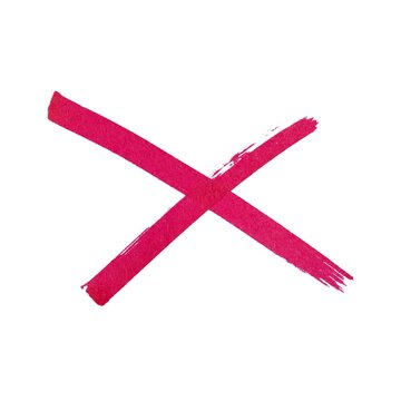 Hand drawn red marker cross shape or leter x on white, motion background