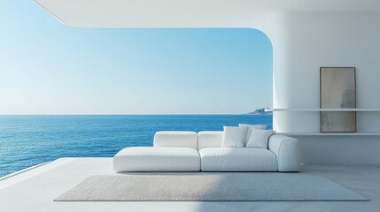 A modern living room with a sea view and white furniture.
Perfect for interior design magazines, real estate advertising, articles about modern lifestyles, and travel blogs.