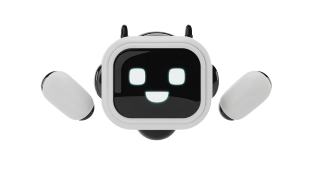 Friendly robot with screen face offers a helping hand and positive vibe - Powered by Adobe