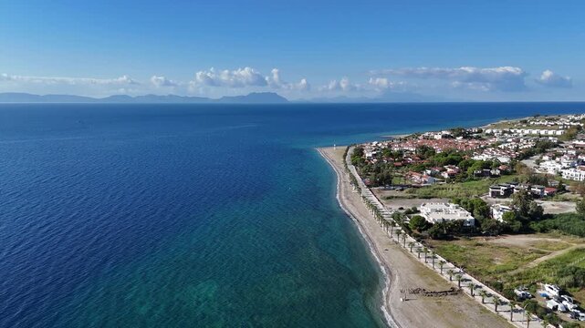 Aerial View of Oren Coastline and Marina in Milas, Turkey