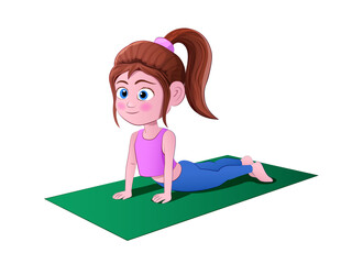 cute girl doing yoga and fitness exercise.design template isolated on the white background.gym workout and healthy life concept element vector illustration.