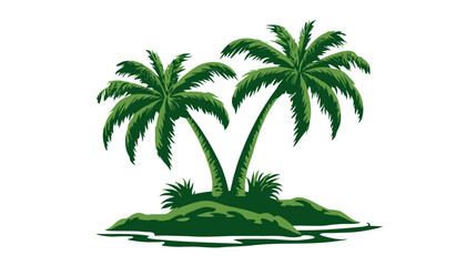 Twin palms on island