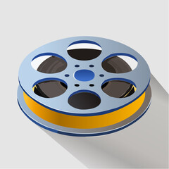 Fototapeta premium Illustrated film reel on a light gray background vector graphic