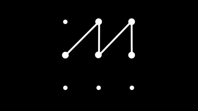 Security lock and unlock pattern icon animation. Draw pattern unlock animation with a satisfying snap. Lock to pattern icon showing a secure unlock motion animation