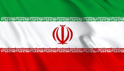 Iran flag, symbolic tricolor with emblem and script