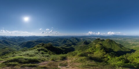 Fototapeta premium Breathtaking panorama of nature's beauty scenic hills hdr landscape clear sky
