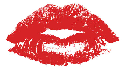 Distressed red lipstick kiss mark