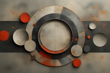 Industrial Dial Abstract Segments in Rust and Concrete