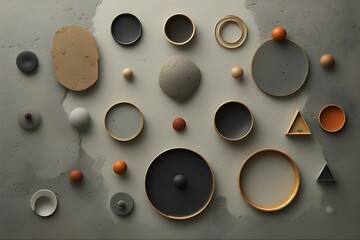 Minimalist Relics Grey Stone and Golden Rings