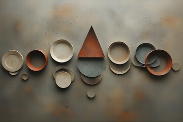 Textured Geometric Balance of Circles and Triangles