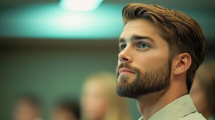 Seminar Attendees engaging in a Q and A session during a business seminar.