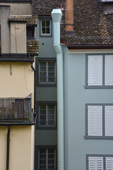 Multicolored Traditional Houses at Lindenhof Lookout Point in Zurich, Switzerland