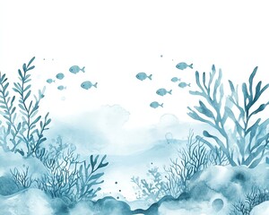 Watercolor texture with seabed and water