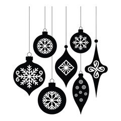Illustration of hanging christmas ornaments for holiday
