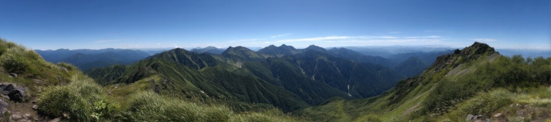 Naklejka premium Breathtaking panoramic view of mountain landscape hdr nature photography outdoor adventure