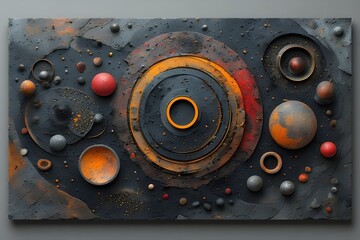 Dark Cosmic Abstract with Orange Accents