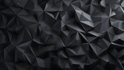 Fototapeta premium Intricate dark geometric faceted surface with sharp angles and deep shadows creating a modern abstract textured background