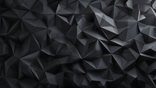 Intricate dark geometric faceted surface with sharp angles and deep shadows creating a modern abstract textured background