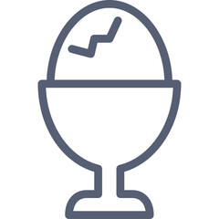 Simple Icon of a Cracked Soft Boiled Egg in an Egg Cup on a White Background with Transparent Background