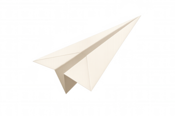 Paper airplane flying in air, representing travel, freedom, and communication concept with transparent background