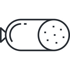 Simple Icon of a Sausage with Visible Filling on a Transparent Background Outline Style Food Icon