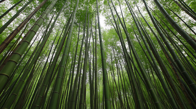 clacking. Bamboo stalks swaying and clacking in forest breeze with filtered daylight and motion blur. gardening catalogs, home-decor guides, designed for home decor and floral branding.