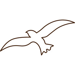 Simple Bird Silhouette Outline Drawing Transparent Background Brown Color