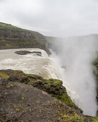 waterfall  Gullfoss and river Hvítá in Iceland