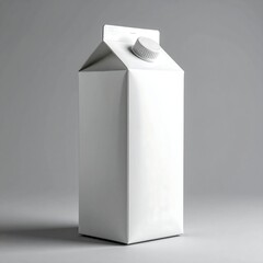 A white, rectangular carton of dairy product, isolated on a gray background