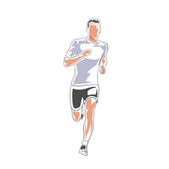 Run, runing man, isolated flat design vector illustration. Sports drawing. Track and field athlete