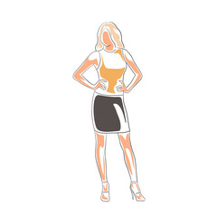 Business woman standing with hands on hips, isolated vector illustration